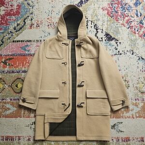 LANDS' END Women’s Size Medium 38-40 Duffle Toggle Wool Commuter Coat Plaid